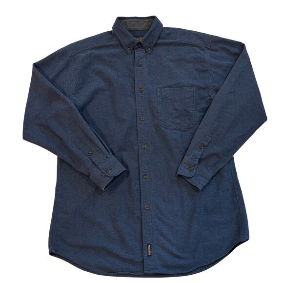 Vtg Woolrich Shirt Mens Large Blue Flannel Button Up Long Sleeve Casual *FLAW* - Picture 1 of 9
